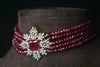 Ruby Beads & American Diamond Choker Necklace Set