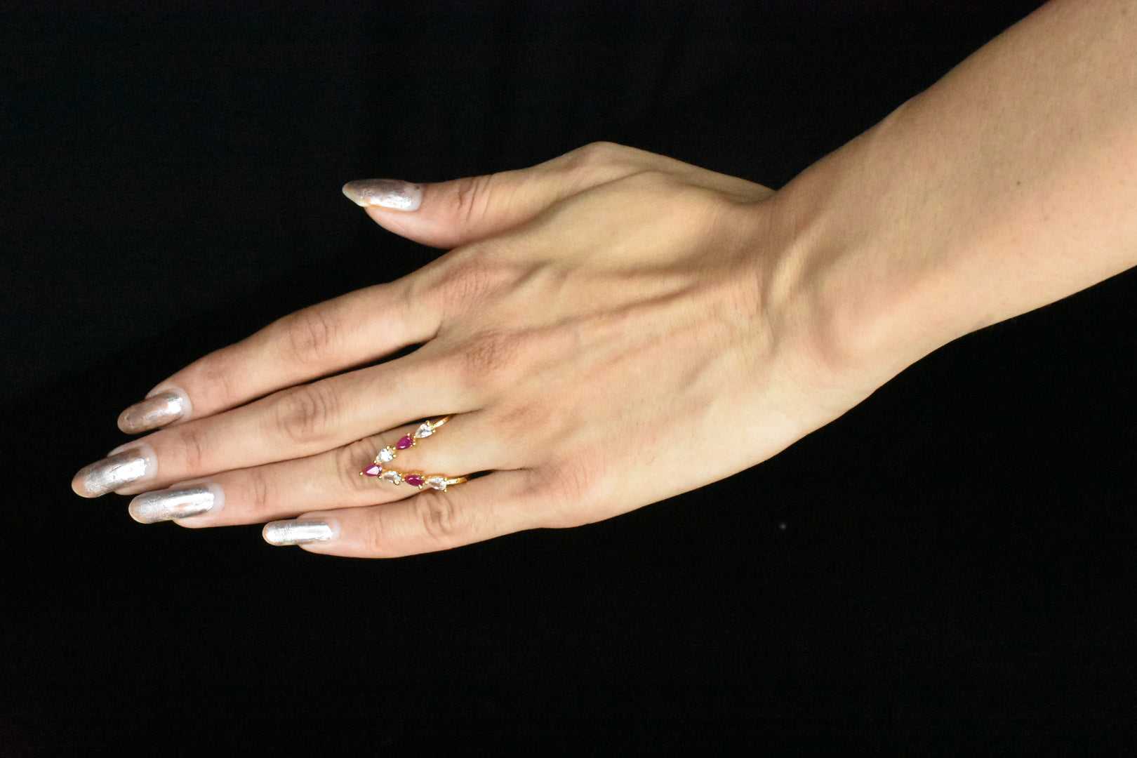 Floating Vanki Ring 24K Gold Plated Curved South Indian Jewelry