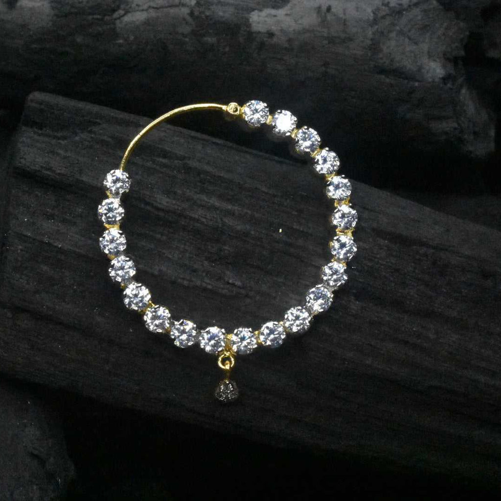 American Diamond Embedded Clip-on Round Nose Ring