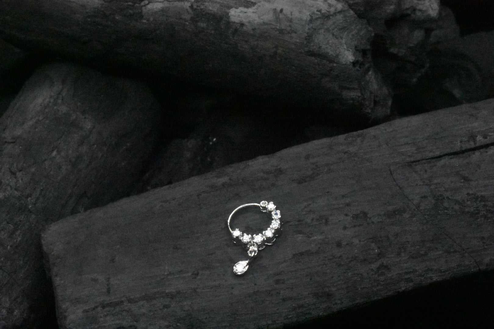 Simple Diamond Studded Piercing Nose Ring for Women