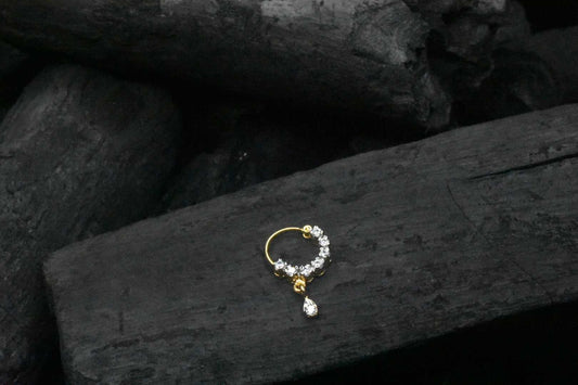 Simple Diamond Studded Piercing Nose Ring for Women