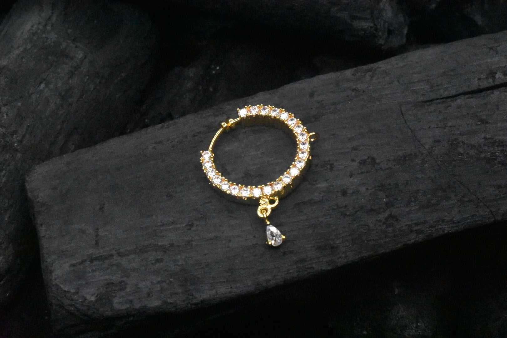 Gold Finish Multi Colour Nose Ring For Bridal