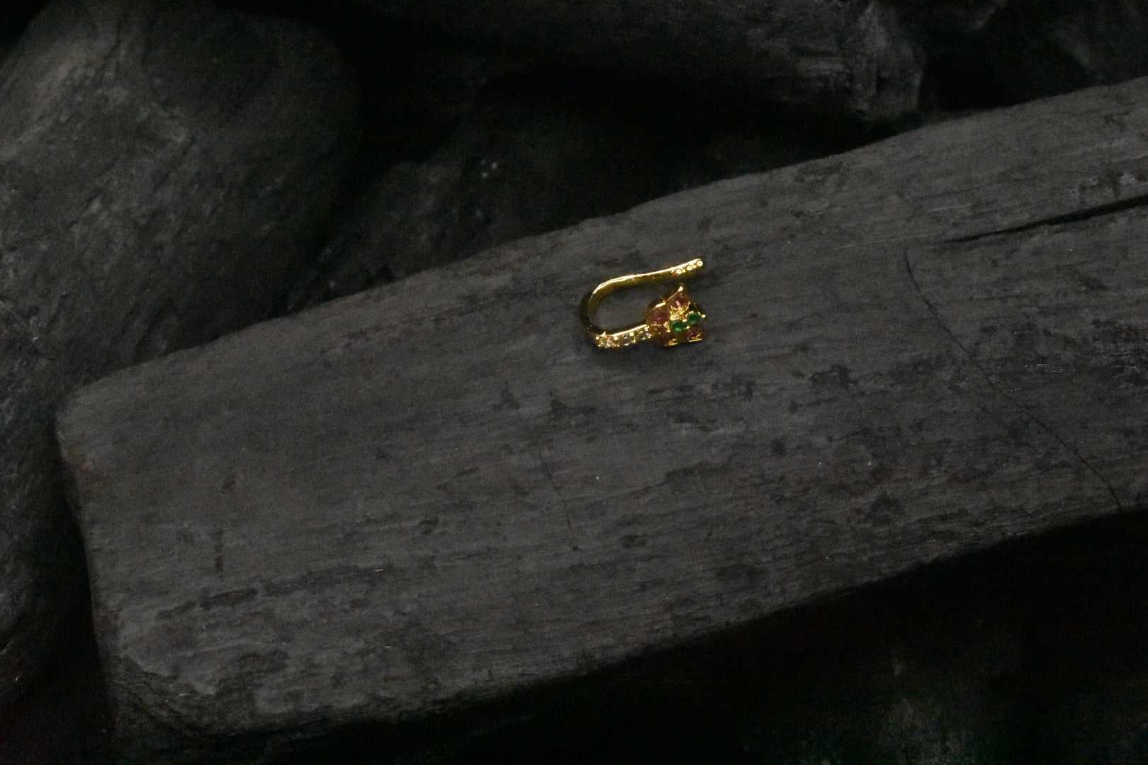 Gold Finish butterfly Design Diamond Nose Ring