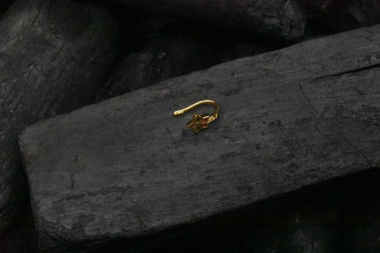 Gold Finish Floral Design Diamond Nose Ring