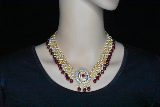 Jaali work Ruby Beeds Necklace