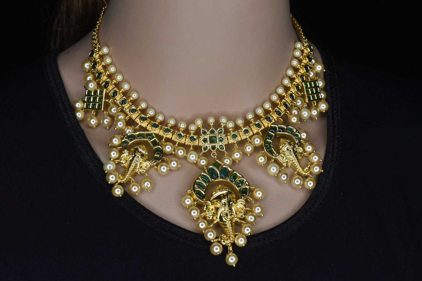 The Gajrup One Gram Gold Ganesha Guttapusalu Necklace By Asp Fashion Jewellery 