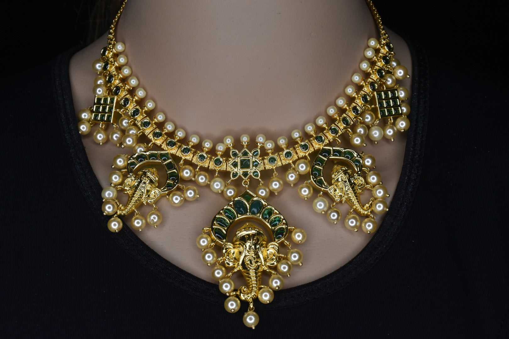 The Gajrup One Gram Gold Ganesha Guttapusalu Necklace By Asp Fashion Jewellery 