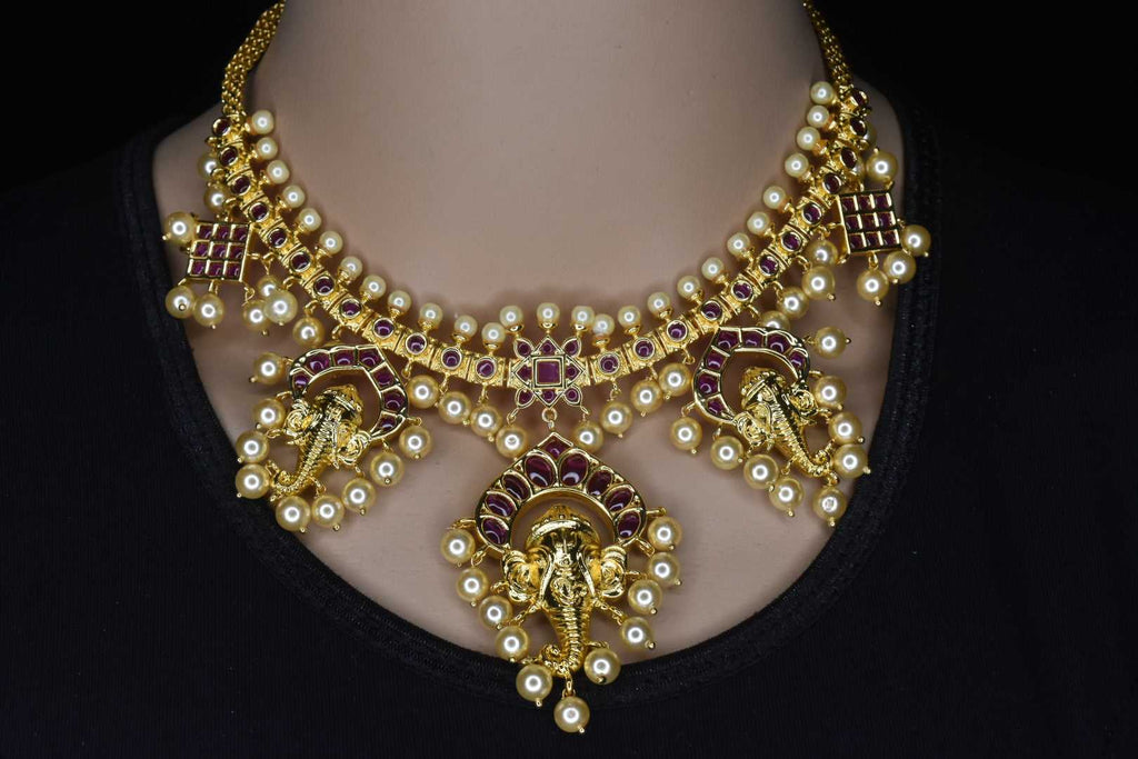 The Gajrup One Gram Gold Ganesha Guttapusalu Necklace By Asp Fashion Jewellery 