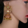 Chandrika Kempu Emralds Embedded Jhumka