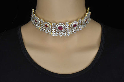 One Gram Gold Detachable American Diamond Choker By Asp Fashion Jewellery 