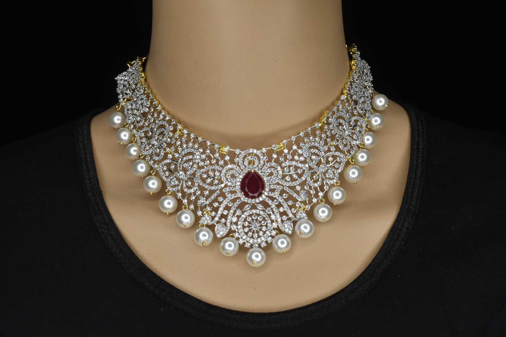 One Gram Gold Detachable American Diamond Choker By Asp Fashion Jewellery 