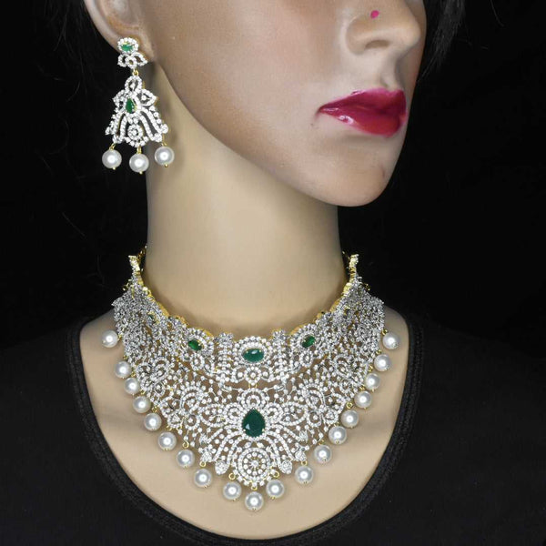 One Gram Gold Detachable American Diamond Choker By Asp Fashion Jewellery 