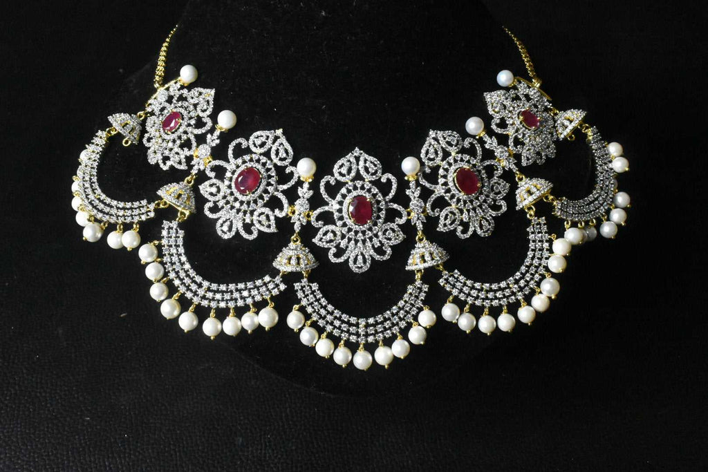 One Gram Gold American Diamond Necklace Set