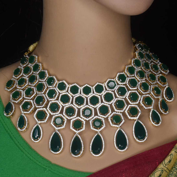 Stunning American Diamonds with Ruby, Emralds embedded Choker set