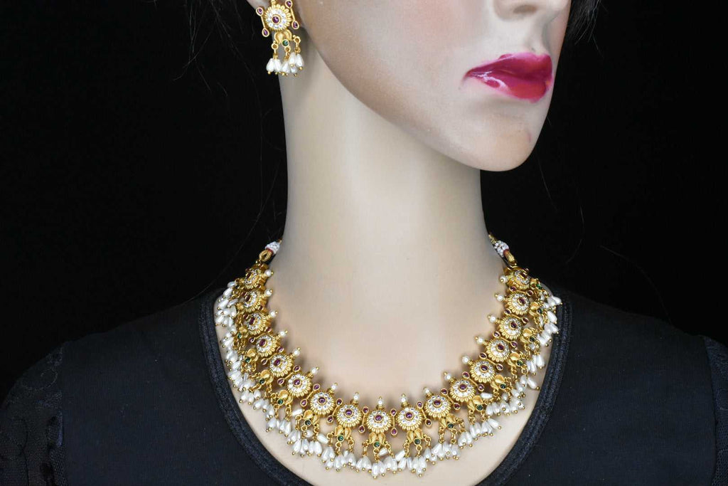 Antique Guttapusalu Necklace With Earrings