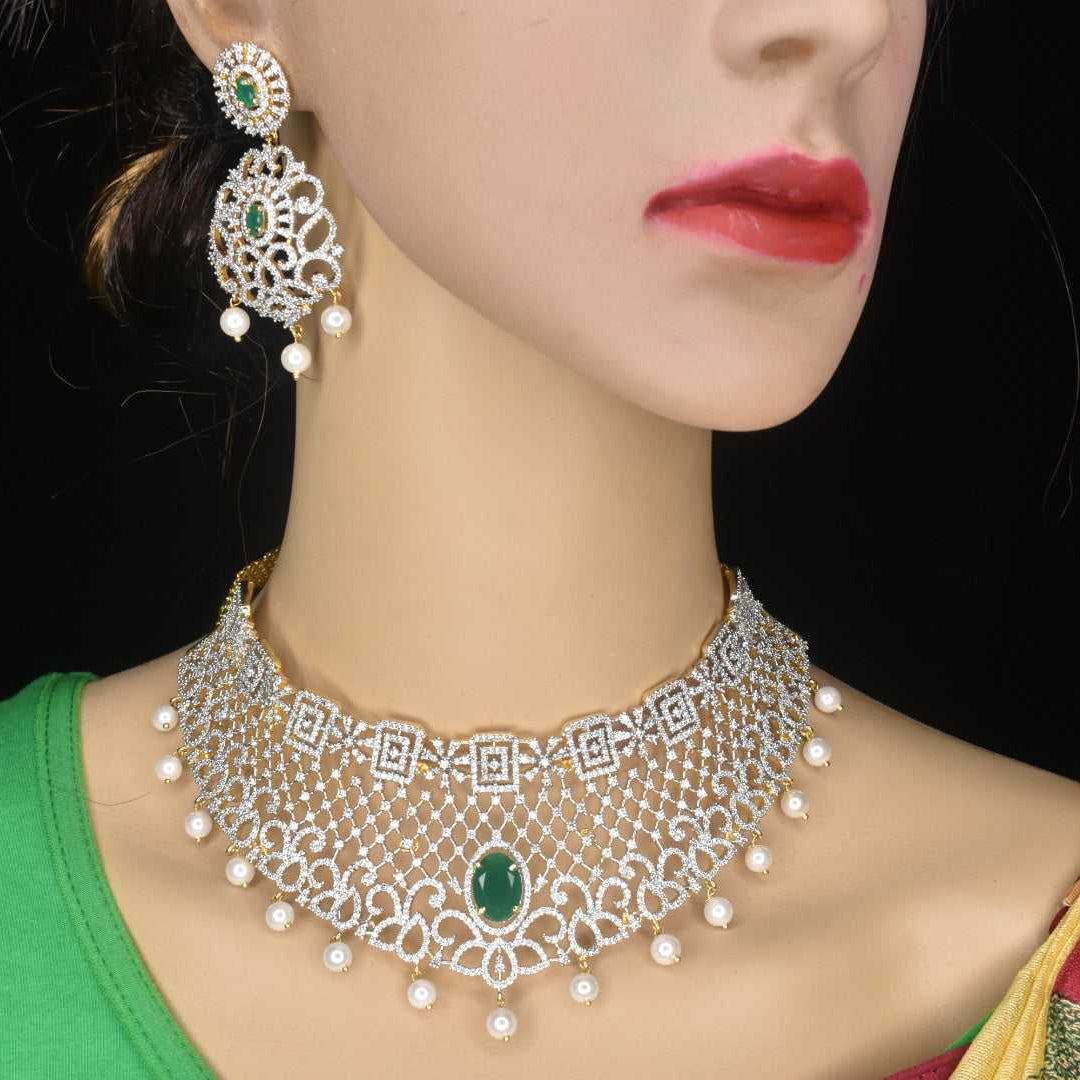 American Diamond choker necklace set