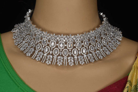 Silver Plated Choker Necklace set By Asp Fashion Jewellery