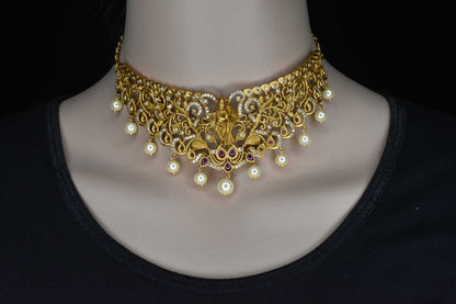 Peacock Nakshi Radha Krishna Choker set