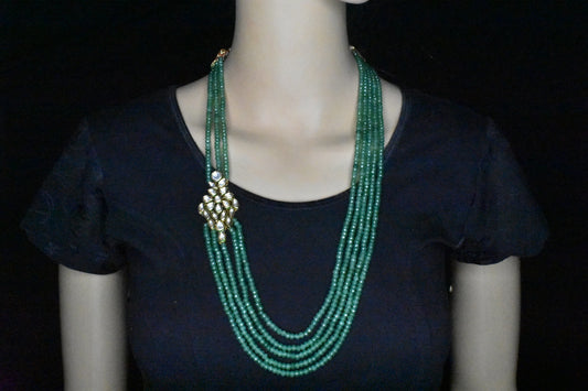 Emralds Onex Beads Necklace with kundan Studded Side Pendant By Asp Fashion Jewellery