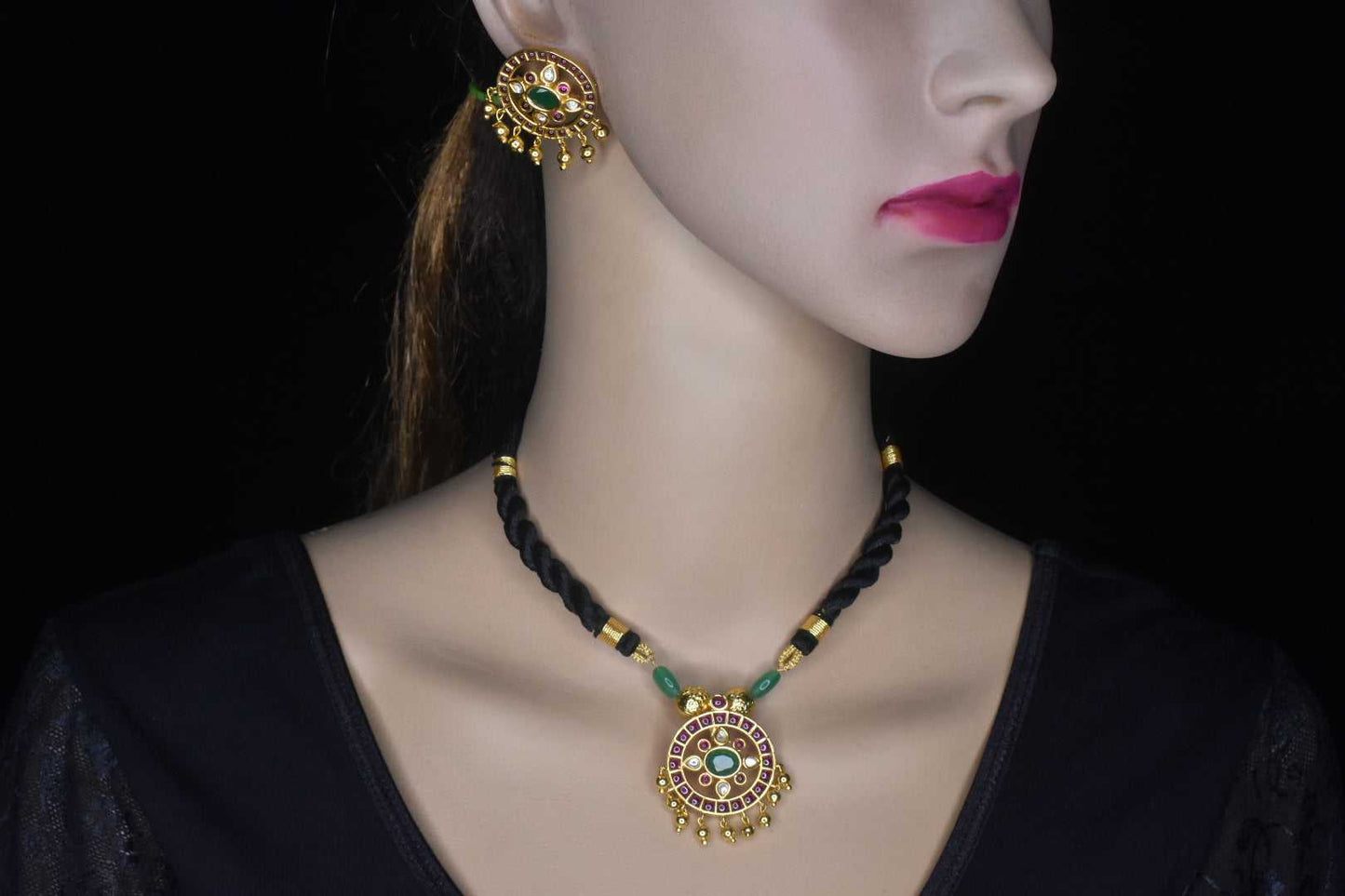 Kempu Black Dori Necklace