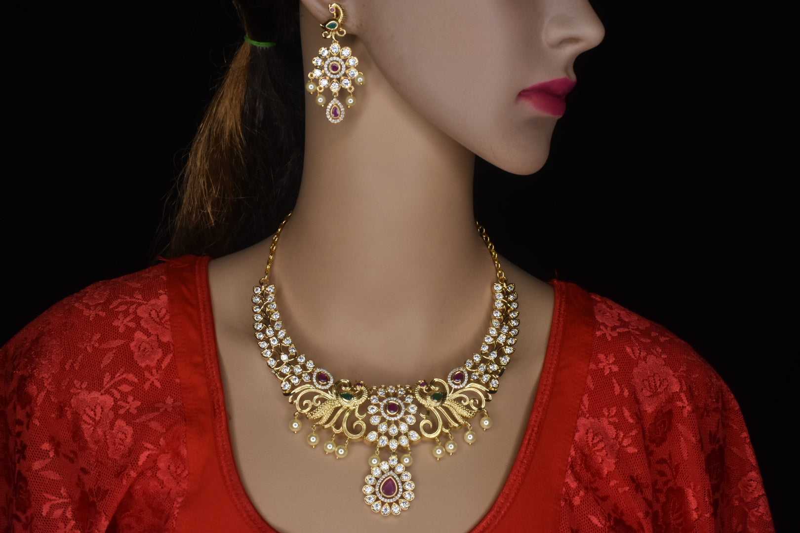 Stunning Cz Peacock Necklace