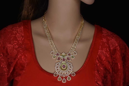 Beautiful Design Cz one gram gold necklace set