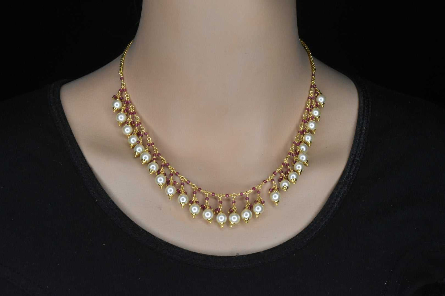 Jaali work Pearl Necklace Set