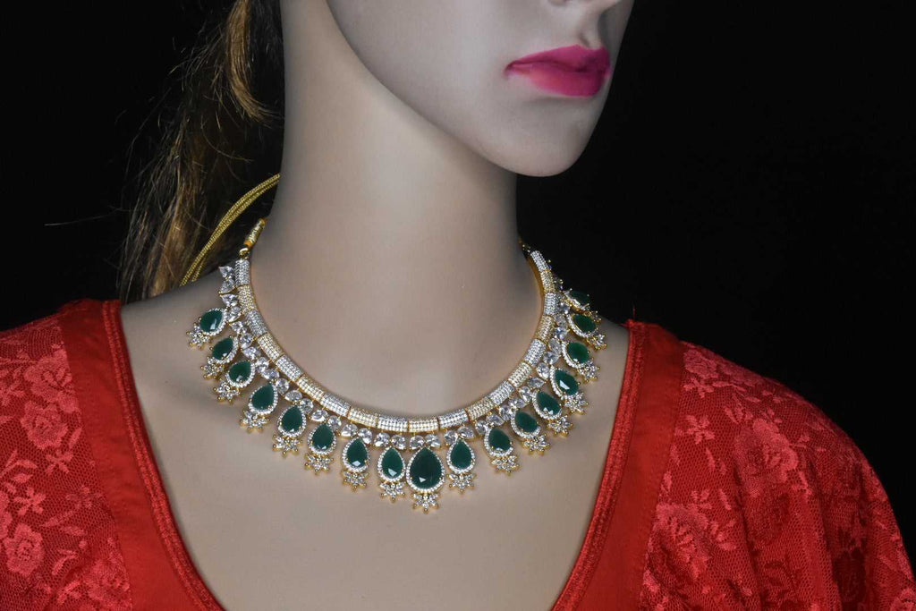 American Diamond Emeralds Necklace