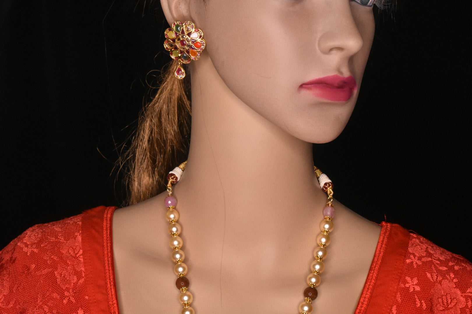Navratna pendent with pearls Necklace
