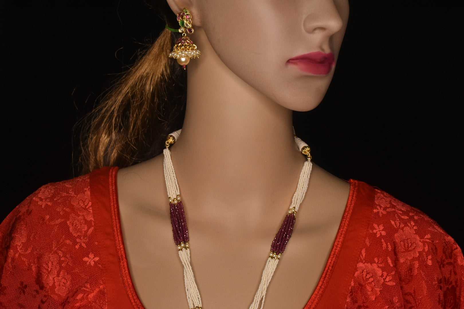 Peacock Kundan Pendent Set