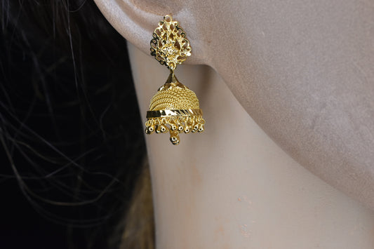 Ethnic Gold Plated laxmi Jhumka Earrings