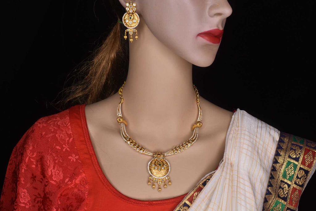 Matte Finish CZ's Short Necklace Set