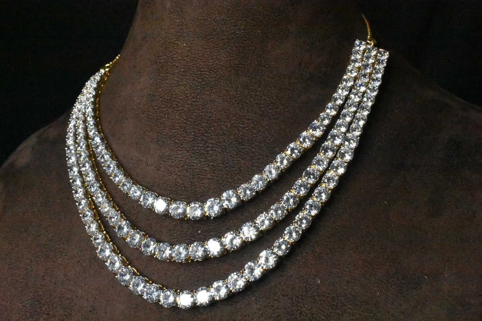 Princess Pink Royale AD Necklace Set - Nikhar Jewellery