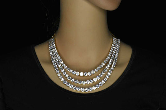 Three Layer Solitaire Diamond Necklace Set By Asp Fashion Jewellery