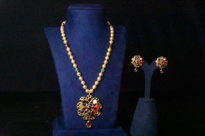 Navratna pendent with pearls Necklace