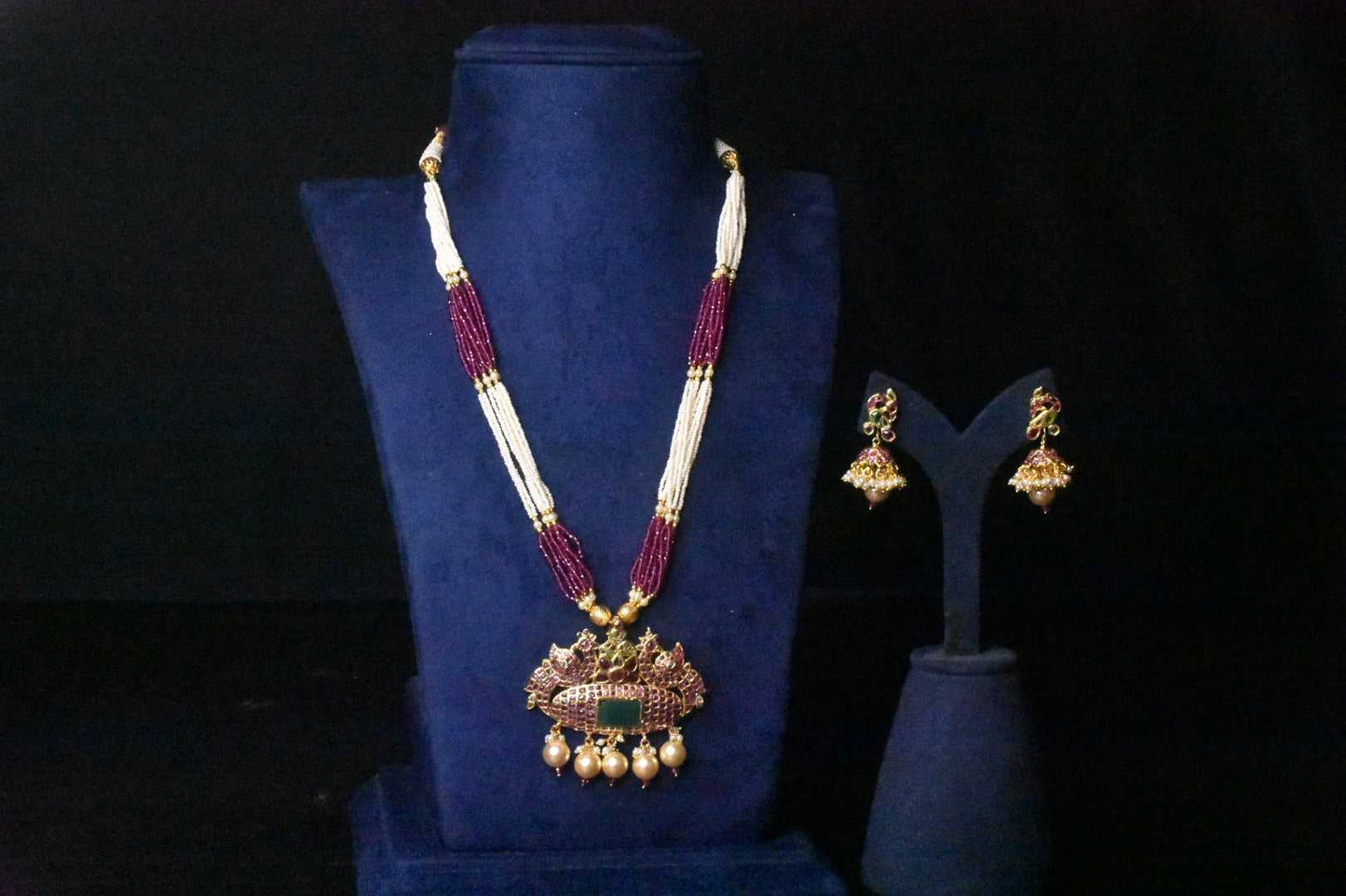 Peacock Kundan Pendent Set