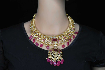 Graceful Premium Cz Ruby , Emralds Necklace