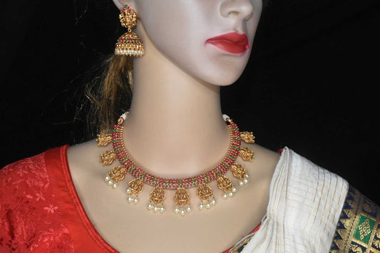 Antique One Gram Gold Laxmi Necklace set