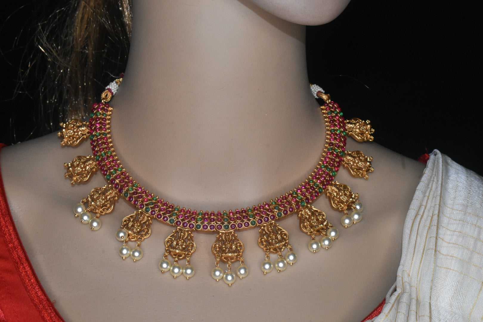 Antique One Gram Gold Laxmi Necklace set