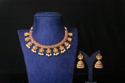 Antique One Gram Gold Laxmi Necklace set