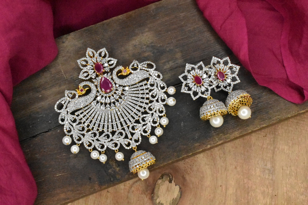 Diamond peacock pendant