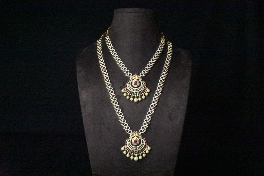 Cz Traditional Bridal Combo Necklace Set