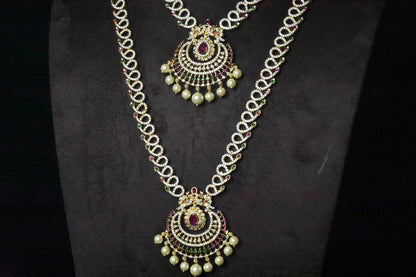Cz Traditional Bridal Combo Necklace Set