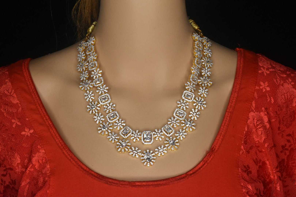  Double-Layer American Diamond Necklace Set