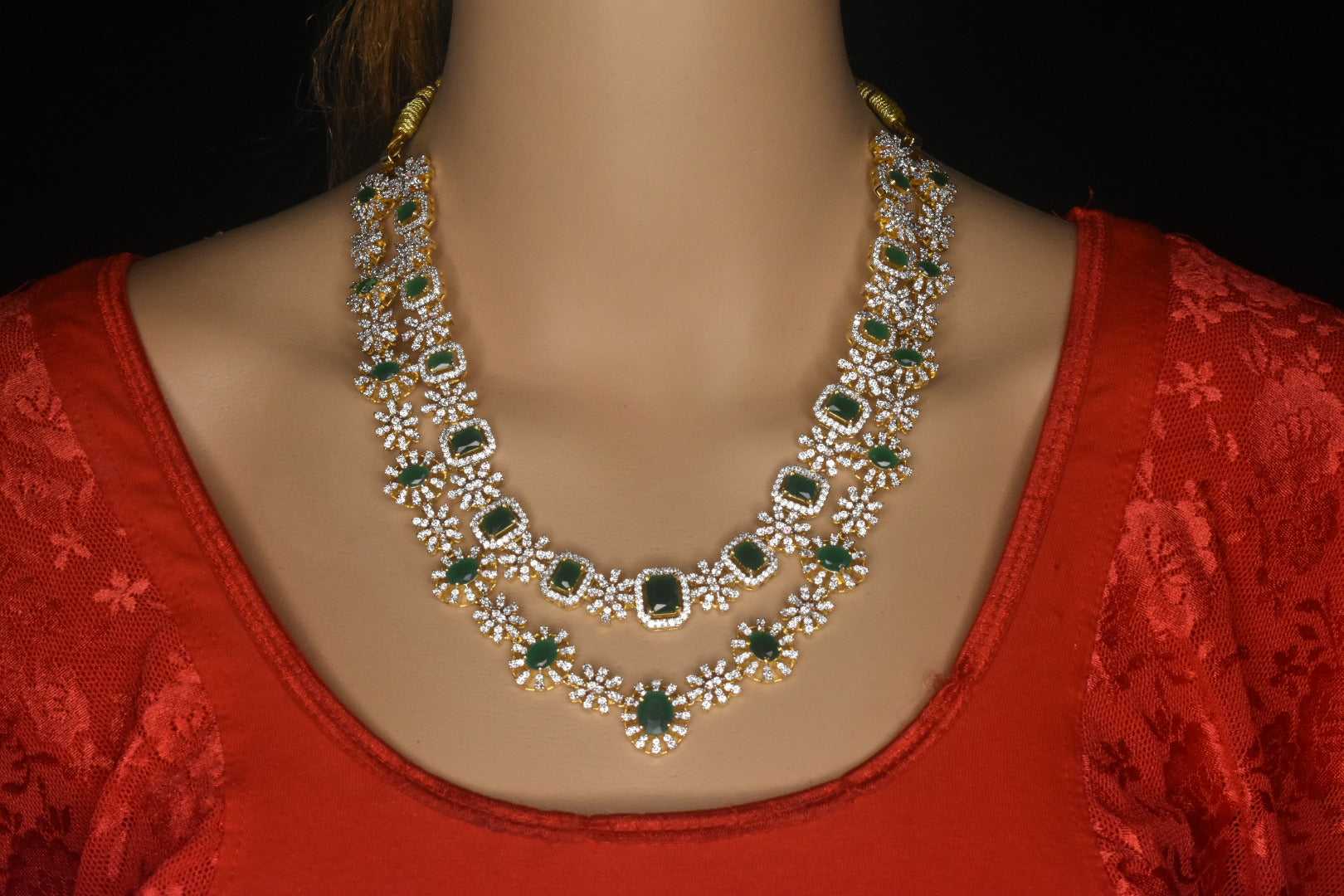  Double-Layer American Diamond Necklace Set