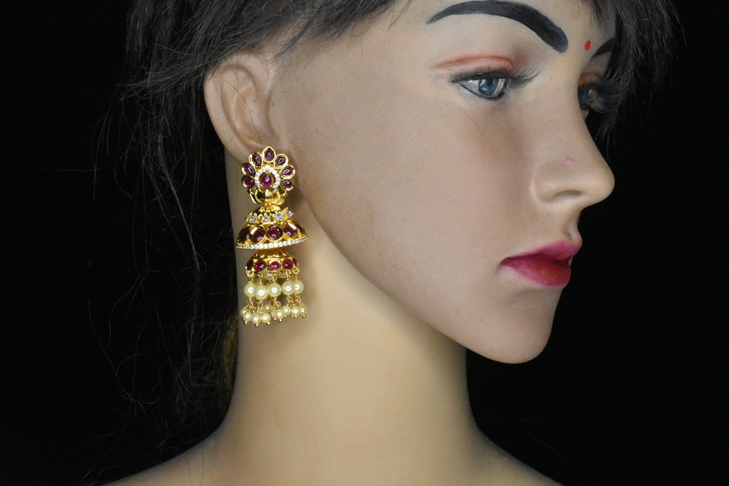 Handmade Kemp Jhumka Earrings