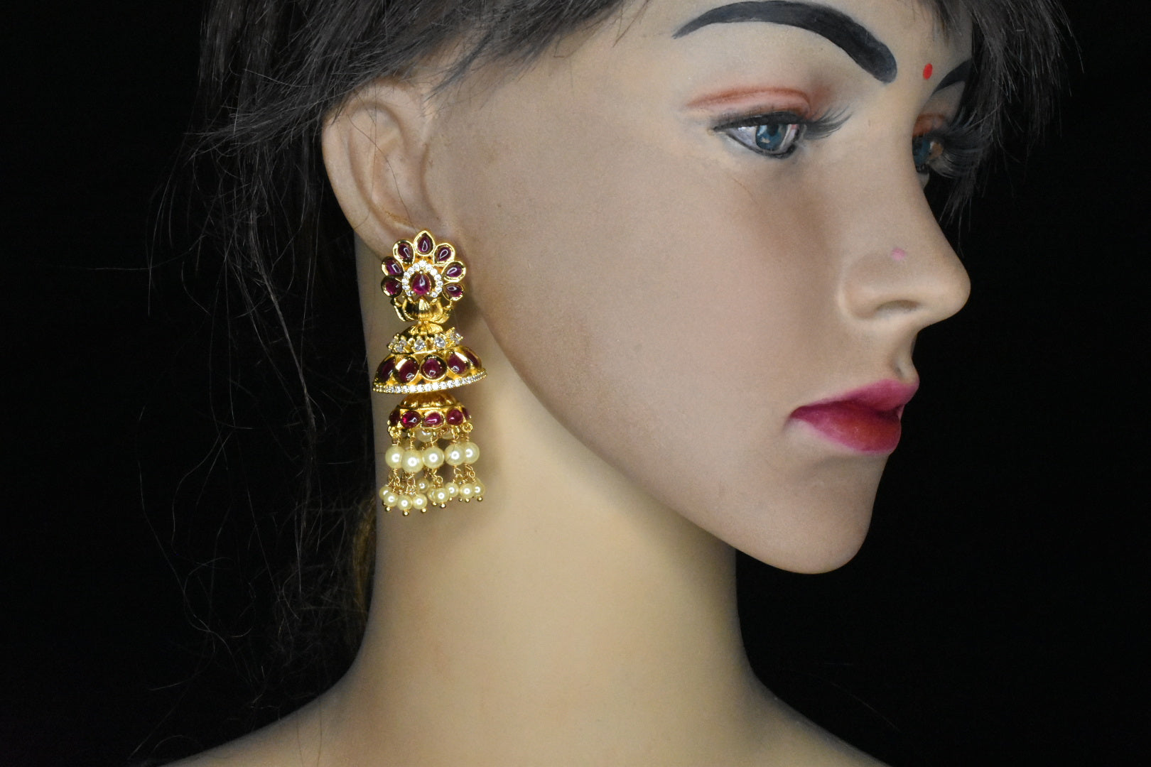 Handmade Kemp Jhumka Earrings