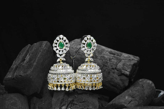 1 gram gold Diamond Jhumka Earrings