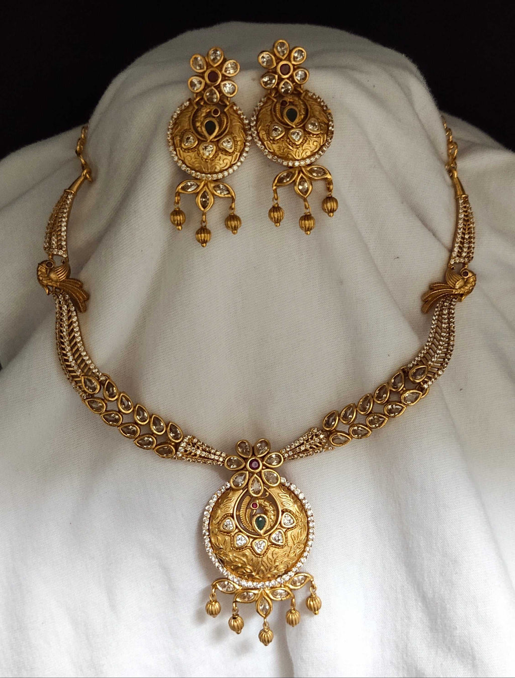 Matte Finish CZ's Short Necklace Set