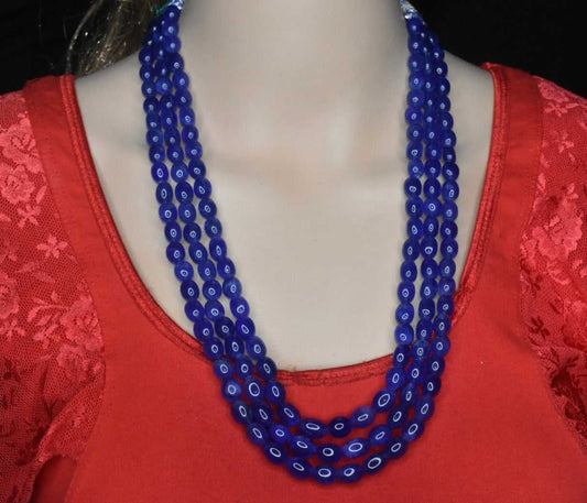 3 strings Blue Sapphire beads mala